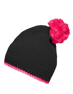 M-MB7964-Pompon Hat With Contrast Stripe 2